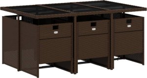vidaXL vidaXL 7-cz. zestaw mebli ogrodowych, z poduszkami, brązowy, rattan PE 3