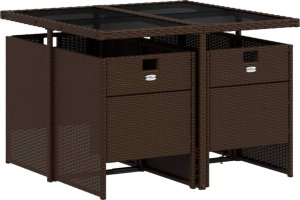 vidaXL vidaXL 5-cz. zestaw mebli ogrodowych z poduszkami, brązowy, polirattan 3