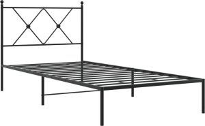 vidaXL vidaXL Metalowa rama łóżka z wezgłowiem, czarna, 90x190 cm 3