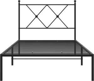 vidaXL vidaXL Metalowa rama łóżka z wezgłowiem, czarna, 90x190 cm 4