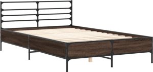 vidaXL vidaXL Rama łóżka, brązowy dąb, 140x190 cm, materiał drewnopochodny 3