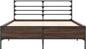 vidaXL vidaXL Rama łóżka, brązowy dąb, 140x190 cm, materiał drewnopochodny 4