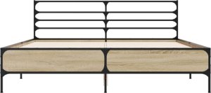 vidaXL vidaXL Rama łóżka, dąb sonoma, 150x200 cm, materiał drewnopochodny 4