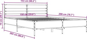 vidaXL vidaXL Rama łóżka, dąb sonoma, 150x200 cm, materiał drewnopochodny 9