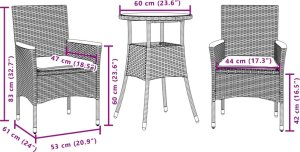 vidaXL vidaXL 3-cz. zestaw mebli ogrodowych z poduszkami, beżowy, polirattan 7