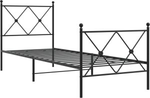 vidaXL vidaXL Metalowa rama łóżka z wezgłowiem i zanóżkiem, czarna, 75x190 cm 3