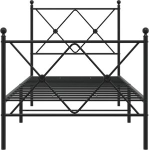 vidaXL vidaXL Metalowa rama łóżka z wezgłowiem i zanóżkiem, czarna, 75x190 cm 4