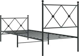 vidaXL vidaXL Metalowa rama łóżka z wezgłowiem i zanóżkiem, czarna, 75x190 cm 6