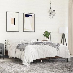 vidaXL vidaXL Rama łóżka, brązowy dąb, 160x200 cm, materiał drewnopochodny 3