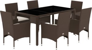 vidaXL vidaXL 7-cz. zestaw mebli ogrodowych z poduszkami, brązowy, rattan PE 2