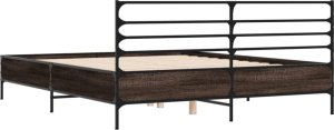 vidaXL vidaXL Rama łóżka, brązowy dąb, 150x200 cm, materiał drewnopochodny 6