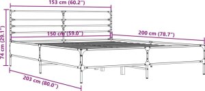 vidaXL vidaXL Rama łóżka, brązowy dąb, 150x200 cm, materiał drewnopochodny 9