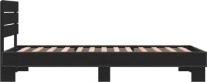 vidaXL vidaXL Rama łóżka, czarna, 90x200 cm, materiał drewnopochodny i metal 5