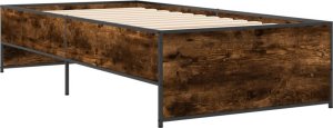 vidaXL vidaXL Rama łóżka, przydymiony dąb, 75x190 cm, materiał drewnopochodny 6