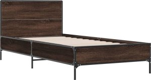vidaXL vidaXL Rama łóżka, brązowy dąb, 90x200 cm, materiał drewnopochodny 2