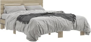 vidaXL vidaXL Rama łóżka, dąb sonoma, 120x200 cm, materiał drewnopochodny 2