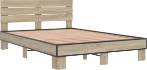 vidaXL vidaXL Rama łóżka, dąb sonoma, 120x200 cm, materiał drewnopochodny 3