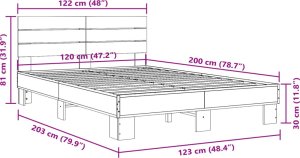 vidaXL vidaXL Rama łóżka, dąb sonoma, 120x200 cm, materiał drewnopochodny 9