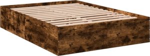 vidaXL vidaXL Rama łóżka, przydymiony dąb, 120x190cm, materiał drewnopochodny 2