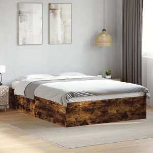 vidaXL vidaXL Rama łóżka, przydymiony dąb, 120x190cm, materiał drewnopochodny 3