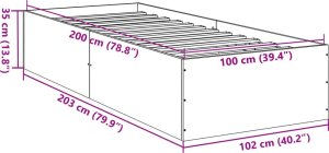 vidaXL vidaXL Rama łóżka, brązowy dąb, 100x200 cm, materiał drewnopochodny 10