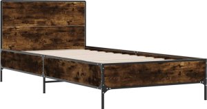 vidaXL vidaXL Rama łóżka, przydymiony dąb, 75x190 cm, materiał drewnopochodny 2
