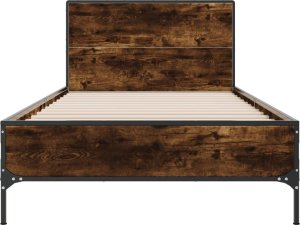 vidaXL vidaXL Rama łóżka, przydymiony dąb, 75x190 cm, materiał drewnopochodny 4