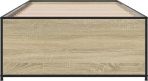 vidaXL vidaXL Rama łóżka, dąb sonoma, 100x200 cm, materiał drewnopochodny 4