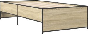 vidaXL vidaXL Rama łóżka, dąb sonoma, 100x200 cm, materiał drewnopochodny 6