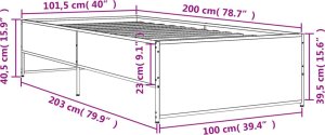 vidaXL vidaXL Rama łóżka, dąb sonoma, 100x200 cm, materiał drewnopochodny 9