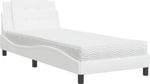 vidaXL vidaXL Łóżko z materacem, białe, 90x200 cm, sztuczna skóra 2