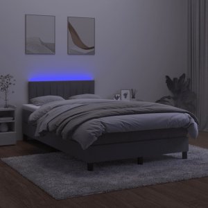 vidaXL Łóżko kontynentalne z materacem i LED, ciemnoszare, 120x190 cm 4