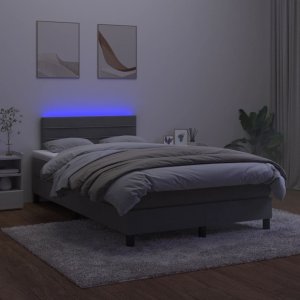 vidaXL Łóżko kontynentalne z materacem i LED, ciemnoszare, 120x190 cm 4