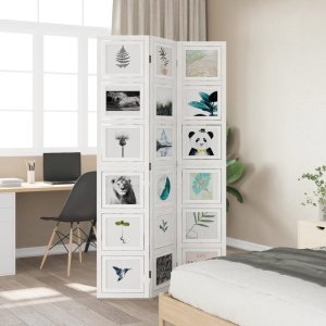 vidaXL Parawan pokojowy, 3-panelowy, biały, lite drewno paulowni 3