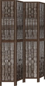 vidaXL Parawan pokojowy, 4-panelowy, ciemny brąz, lite drewno paulowni 2
