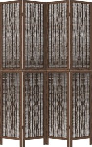 vidaXL Parawan pokojowy, 4-panelowy, ciemny brąz, lite drewno paulowni 4