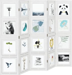 vidaXL Parawan pokojowy, 5-panelowy, biały, lite drewno paulowni 4