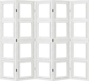 vidaXL Parawan pokojowy, 5-panelowy, biały, lite drewno paulowni 5