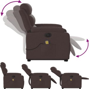 vidaXL Podnoszony fotel masujący, elektryczny, rozkładany, ciemny brąz 7