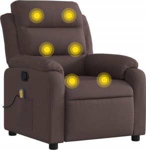 vidaXL Rozkładany fotel masujący, ciemnobrązowy, obity tkaniną 2