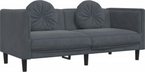 vidaXL Sofa 2-osobowa z poduszkami, ciemnoszara, aksamit 2