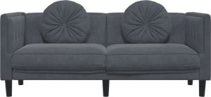 vidaXL Sofa 2-osobowa z poduszkami, ciemnoszara, aksamit 4