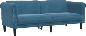 vidaXL Sofa 3-osobowa, niebieska, tapicerowana aksamitem 2