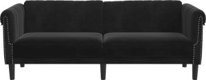 vidaXL Sofa 3-osobowa, czarna, tapicerowana aksamitem 4