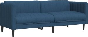 vidaXL Sofa 3-osobowa, niebieska, tapicerowana tkaniną 2
