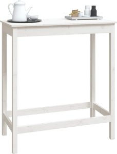 vidaXL Stolik barowy, biały, 100x50x110 cm, lite drewno sosnowe 4