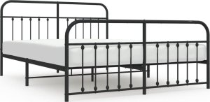 vidaXL Metalowa rama łóżka z wezgłowiem i zanóżkiem, czarna, 183x213cm 2