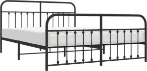 vidaXL Metalowa rama łóżka z wezgłowiem i zanóżkiem, czarna, 183x213cm 3