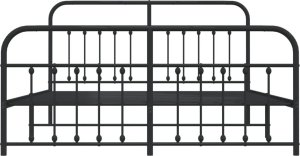 vidaXL Metalowa rama łóżka z wezgłowiem i zanóżkiem, czarna, 183x213cm 6