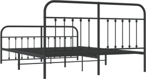 vidaXL Metalowa rama łóżka z wezgłowiem i zanóżkiem, czarna, 183x213cm 8
